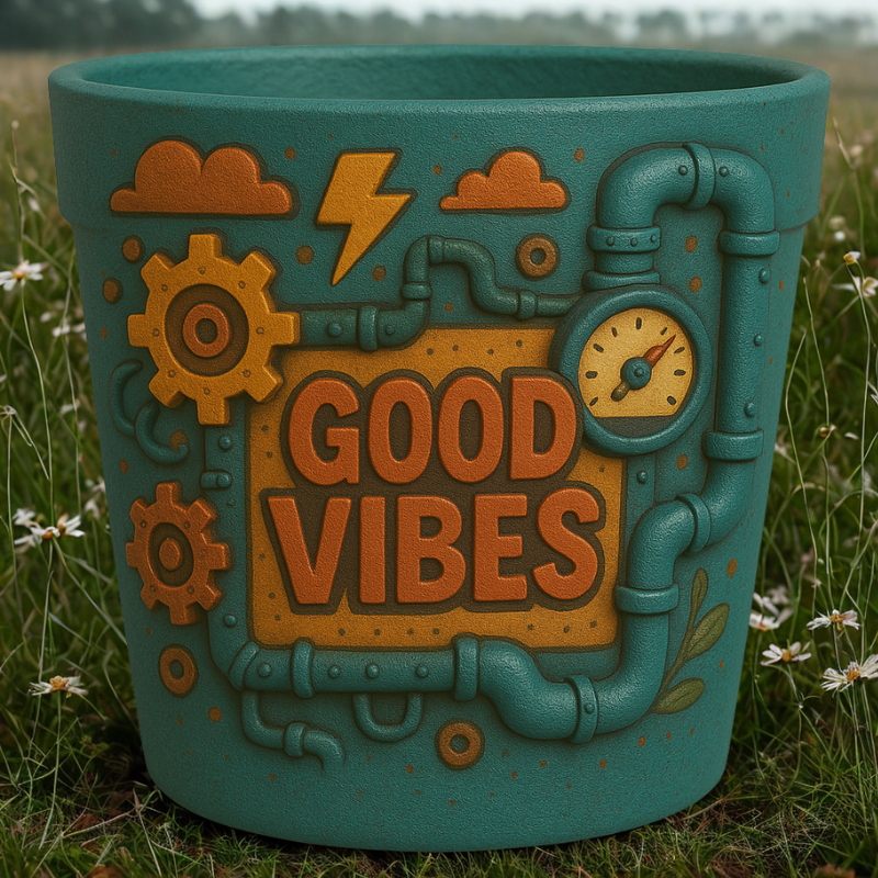 Maceta Urbana “Good Vibes” 🌈🔧⚙️ – Diseño Industrial 3D Moderno - Imagen 5