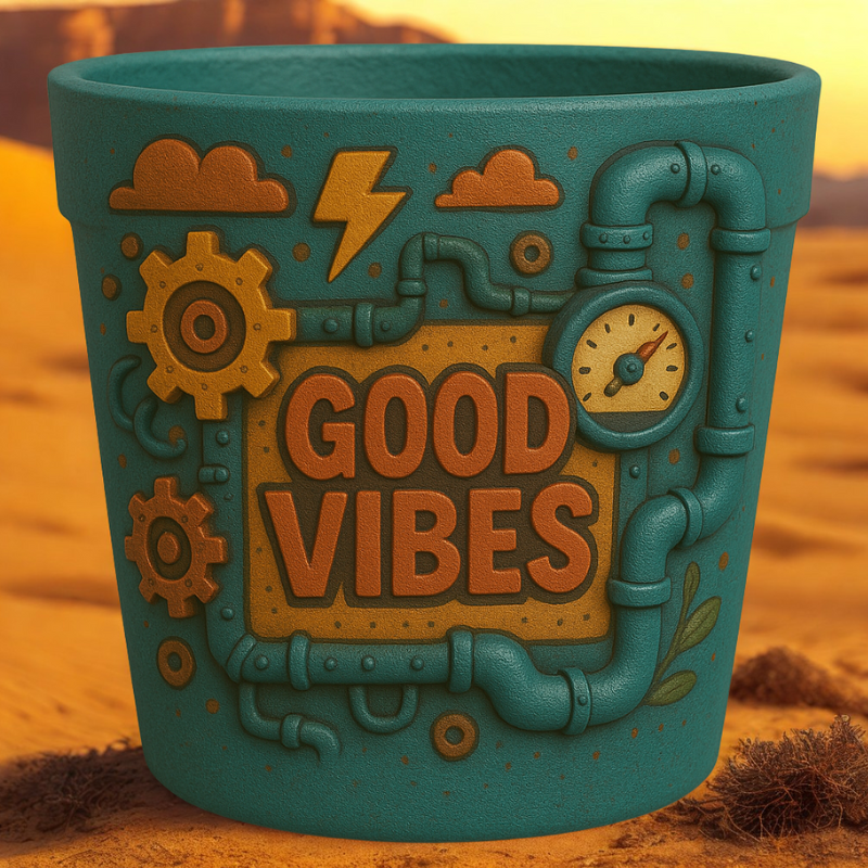 Maceta Urbana “Good Vibes” 🌈🔧⚙️ – Diseño Industrial 3D Moderno - Imagen 3