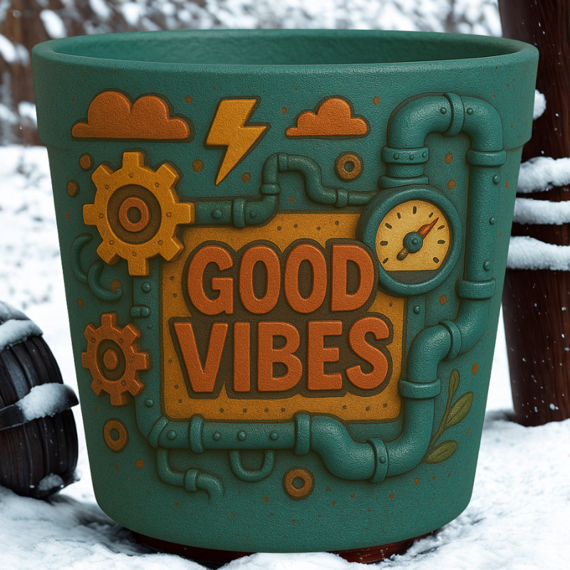 Maceta Urbana “Good Vibes” 🌈🔧⚙️ – Diseño Industrial 3D Moderno - Imagen 2
