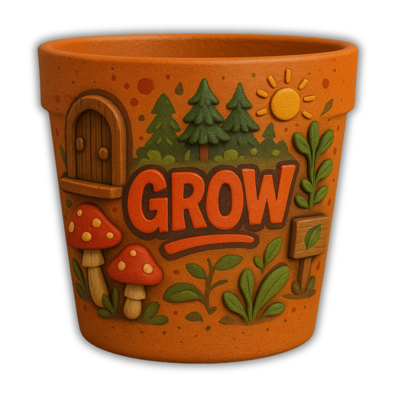 Maceta “GROW”🍄🌲🌞 Diseño Natural 3D con Estética Bosque Encantado
