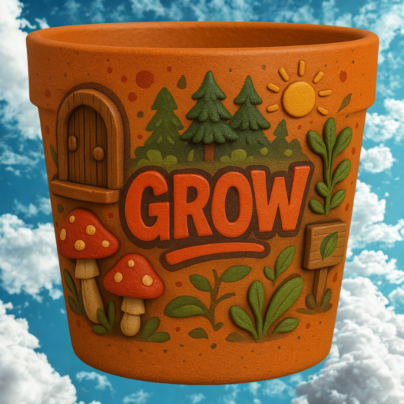 Maceta “GROW”🍄🌲🌞 Diseño Natural 3D con Estética Bosque Encantado - Imagen 4