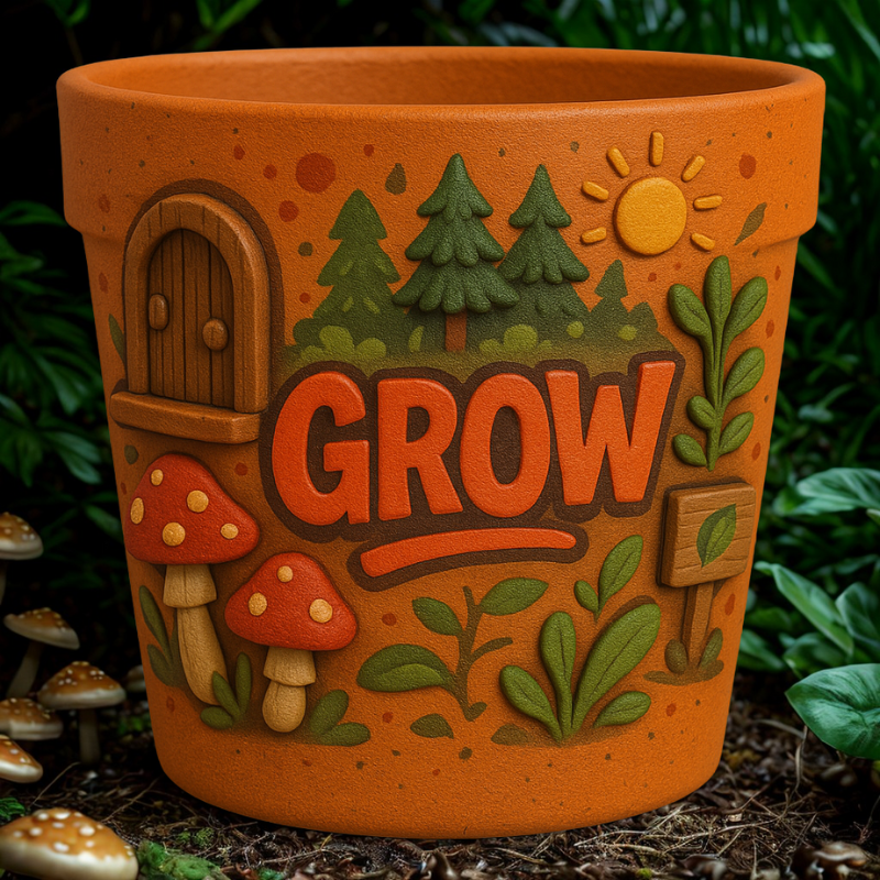 Maceta “GROW”🍄🌲🌞 Diseño Natural 3D con Estética Bosque Encantado - Imagen 3
