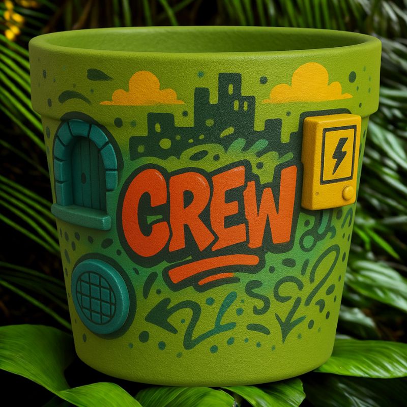 Maceta Graffiti “CREW” 💚🎨 con Detalles Urbanos 3D - Imagen 2