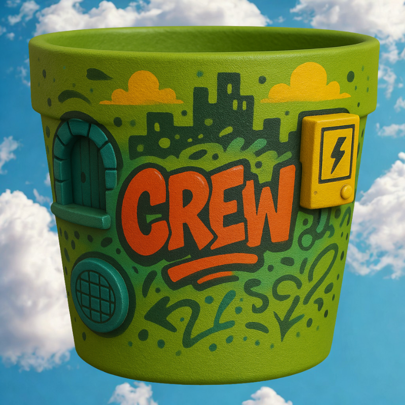 Maceta Graffiti “CREW” 💚🎨 con Detalles Urbanos 3D - Imagen 3